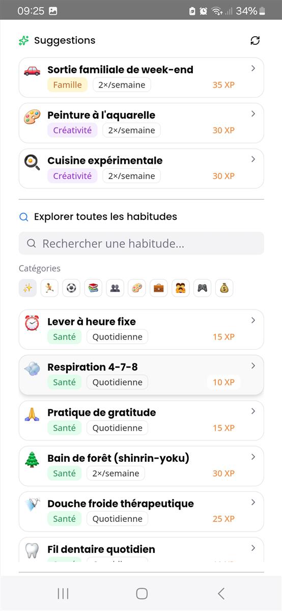 Catégories d'habitudes 1